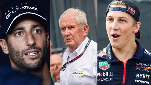 Daniel Ricciardo, Helmut Marko, and Liam Lawson