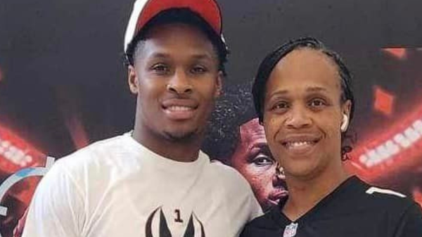 Darnell Mooney with his mother