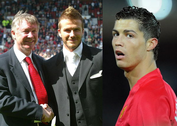 David Beckham, Sir Alex Ferguson and Cristiano Ronaldo