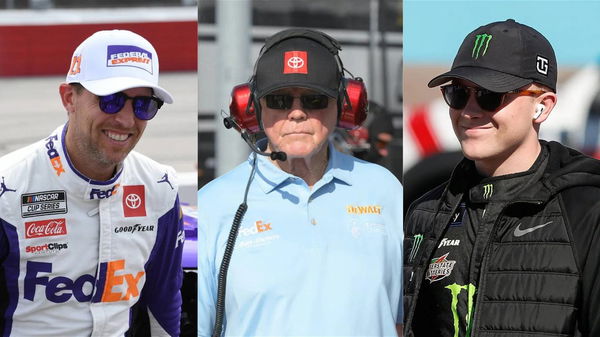 Denny Hamlin, Joe Gibbs, and Ty Gibbs