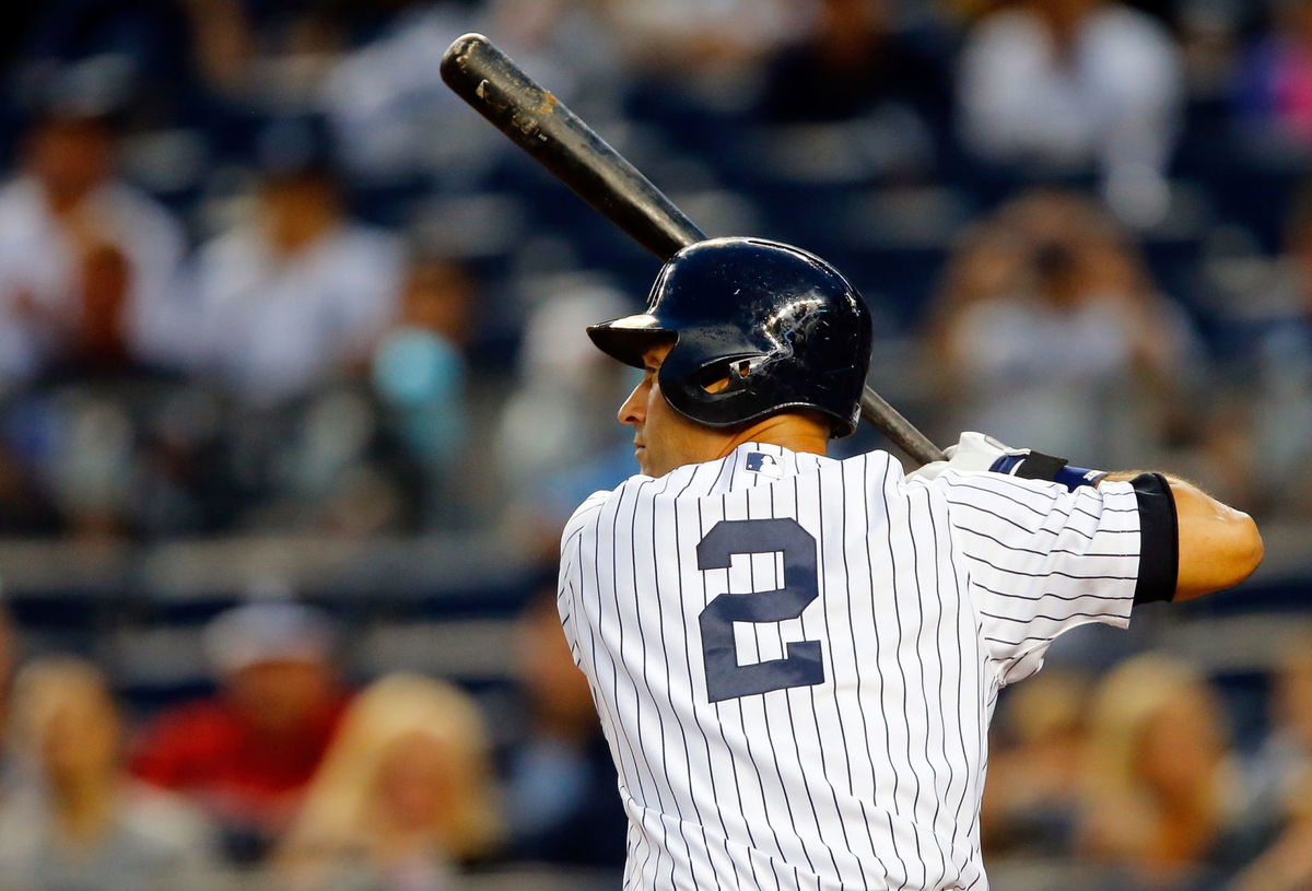 Derek Jeter #2 of the New York Yankees bats against the Tampa Bay