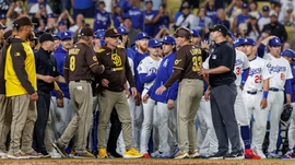 Dodgers and Padres benches clearing