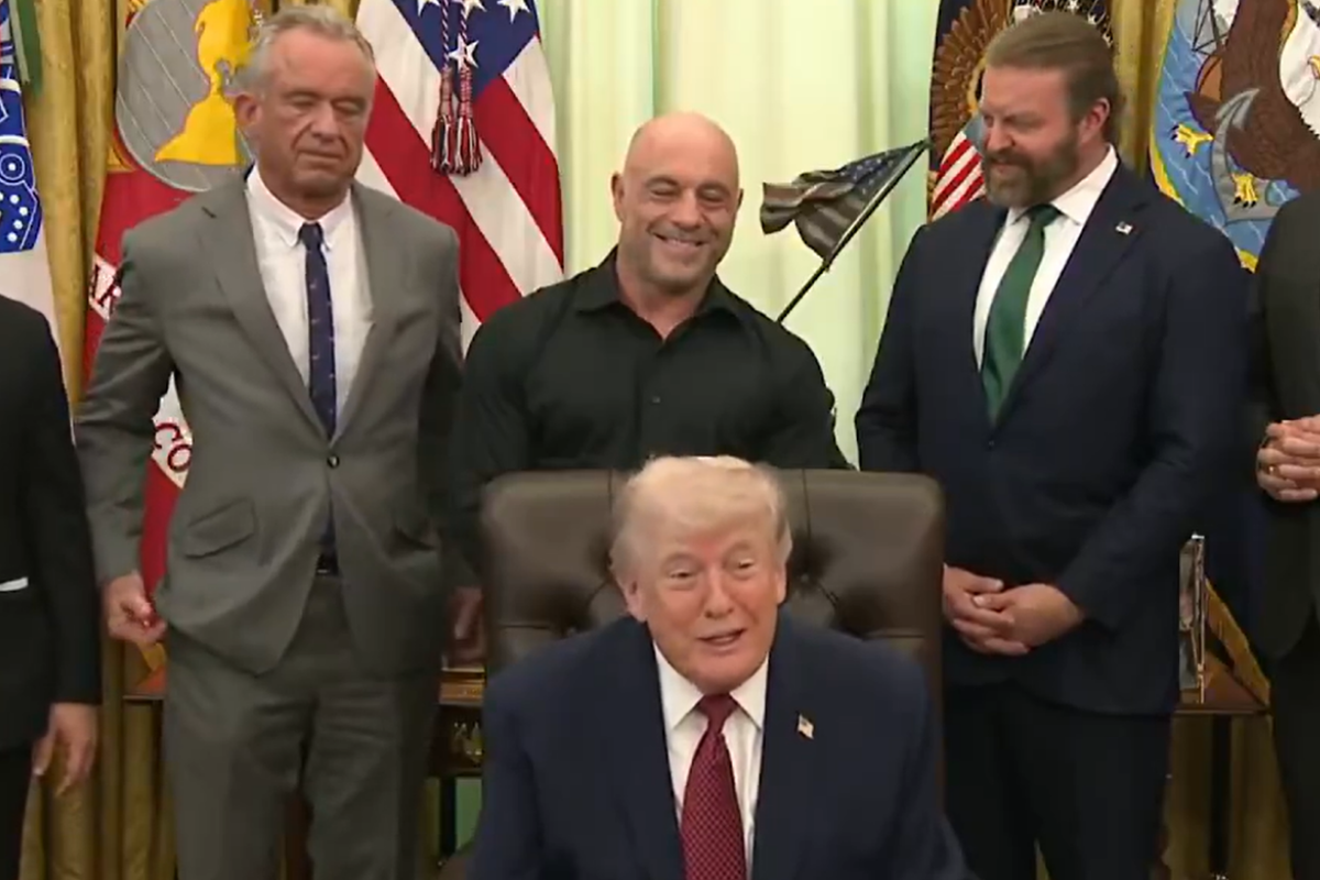 Donald Trump Trolls Joe Rogan in Oval Office Before Signing Bold New Order