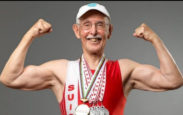 Dr. Charles Eugster with medals