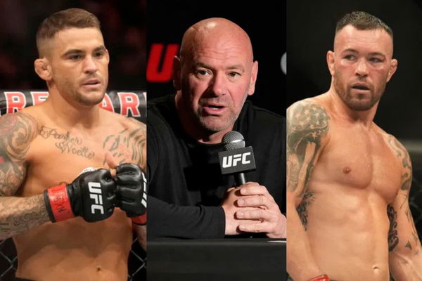 Dustin Poirier, Colby Covington and Dana White