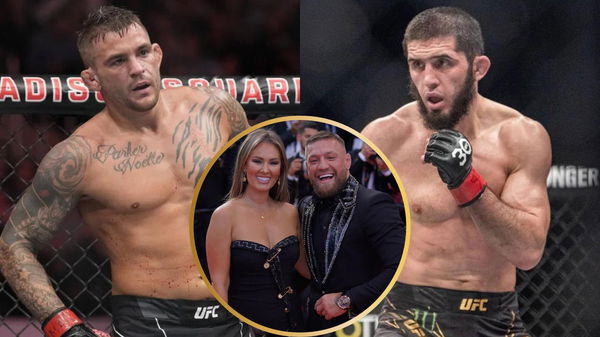 Dustin Poirier, Conor McGregor with Dee Devlin and Islam Makhachev.