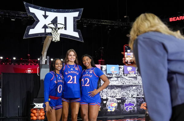 NCAA, College League, USA Basketball: Big 12 Basketball Media Day Oct 22, 2024; Kansas City, MO, USA; Kansas Jayhawks gu