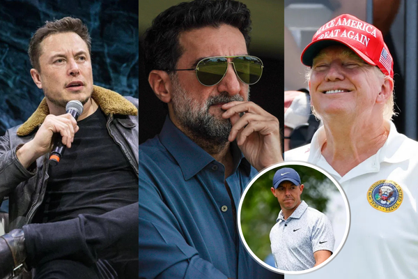 Elon Musk Yasir Al Rumayyan Donald Trump Rory McIlroy Collage