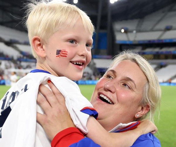 Emma Hayes with her son