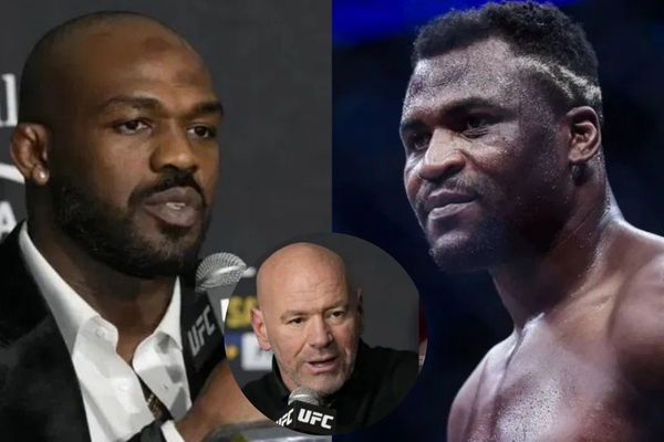 Jon Jones, Dana White and Francis Ngannou