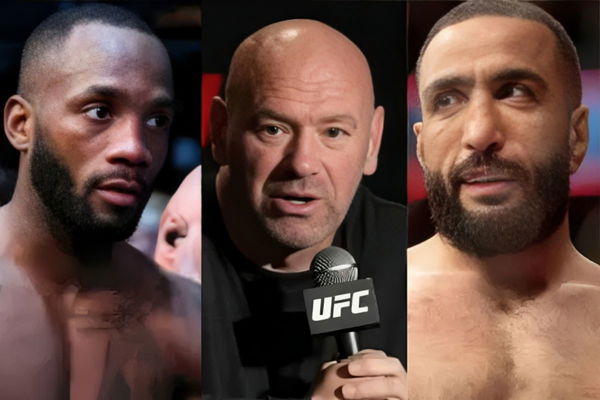 Leon Edwards, Dana White and  Belal Muhammad