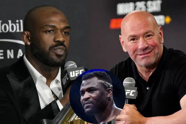 Jon Jones, Dana White and Francis Ngannou