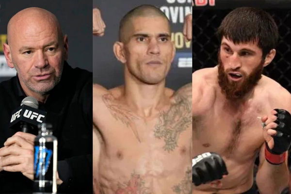 Dana White, Alex Pereira and Magomed Ankalaev