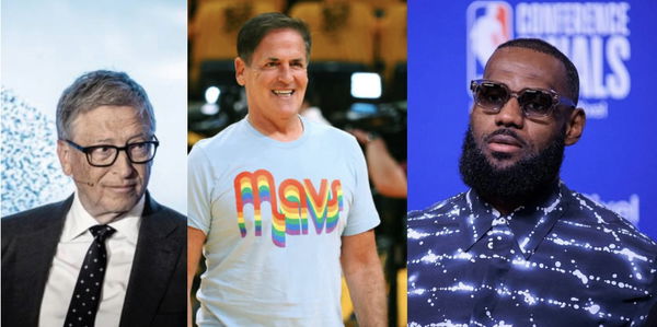 Bill Gates, Mark Cuban, and LeBron James Collage