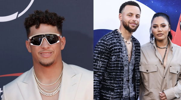 Patrick Mahomes, Stephen Curry, and Ayesha Curry Collage