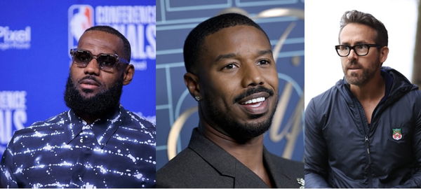 LeBron James, Michael B. Jordan, and Ryan Reynolds Collage