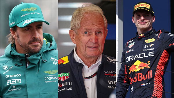 Fernando Alonso, Helmut Marko, and Max Verstappen