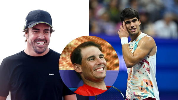 Fernando Alonso(L), Rafael Nadal (M), Carlos Alcaraz (R)