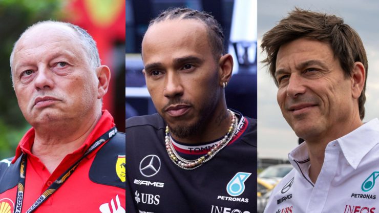 Fred Vasseur, Toto Wolff, Lewis Hamilton