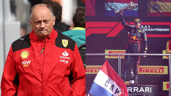 Frederic Vasseur (L) and Max Verstappen (R)