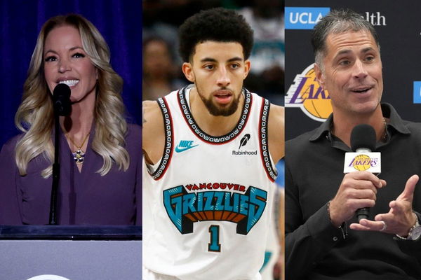 (From L-R)Jeanie Buss, Scotty Pippen Jr., Rob Pelinka