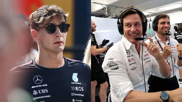 George Russell and Toto Wolff