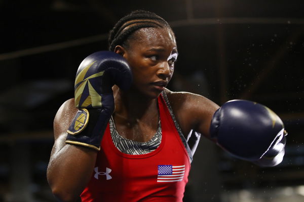 Champion woman boxer Clarissa Shields and her winning committee