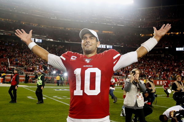 Jesus, He's Hot”: NFL World Reacts to Mesmerizing Jimmy Garoppolo Receiving  Special Attention From Warriors Cheerleaders With George Kittle, Christian  McCaffrey Sitting Alongside - EssentiallySports