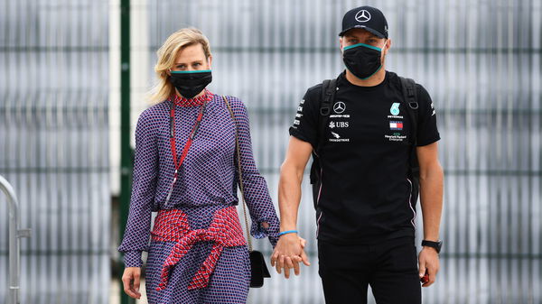 F1- Valtteri Bottas and Tiffany Cromwell at the F1 70th Anniversary Grand Prix, Silverstone