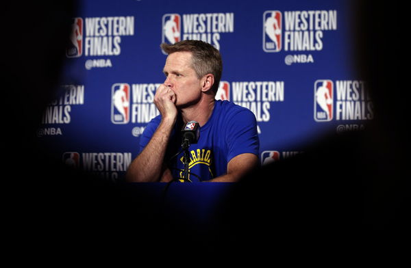 Warriors head coach Steve Kerr talks to the media as the Golden State Warriors prepare to take on the Houston Rockets in game 6 of the NBA Western Conference finals  at Oracle Arena in Oakland, Ca., on Sat. May 26, 2018.