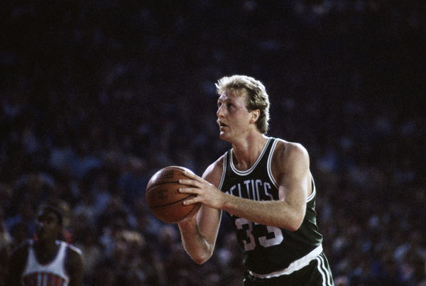 Larry Bird of the Boston Celtics in Action Against the Detroit Pistons