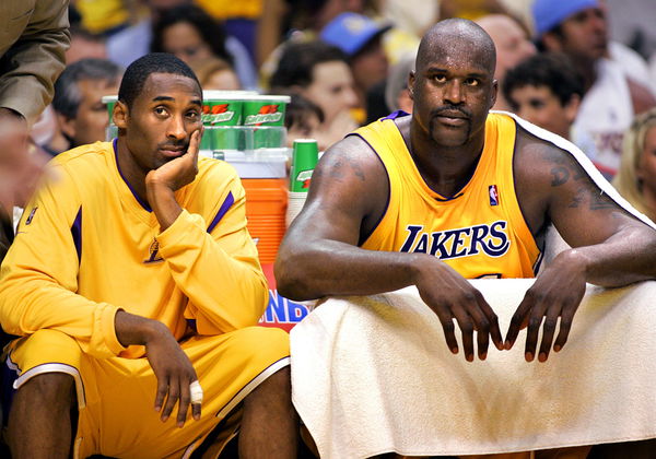 Kobe Bryant of the Los Angeles Lakers looks on during the 1998 NBA News  Photo - Getty Images