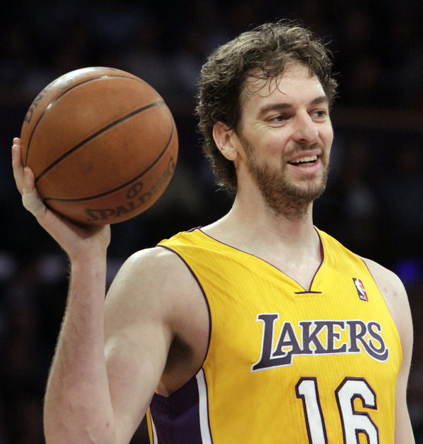 Lakers&#8217; Pau Gasol during the game. LA Lakers vs San Antonio Spurs at Staples Center on Apr. 12, 201