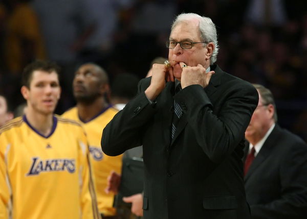 (Los Angeles, CA ? Wednesday, May 27, 2009) Lakers coach Phil Jackson whistles to get his team&#8217;s at