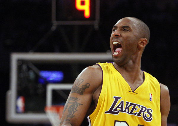 Lakers guard Kobe Bryant reacts after scoring in Game 2 of the western conference finals.