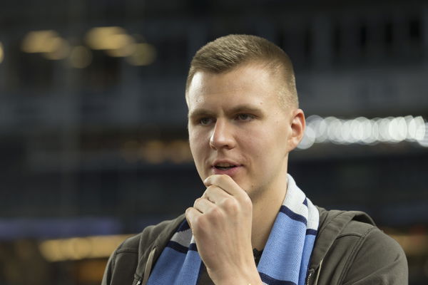 Kristaps Porzingis of New York Knicks attends MLS game