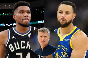 Giannis Antetokounmpo, Steph Curry, Steve Kerr