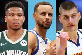 Giannis Antetokounmpo (Milwaukee Bucks), Stephen Curry (Golden State Warriors), Nikola Jokic (Denver Nuggets)