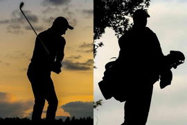 Golfer Caddie Silhouette Collage