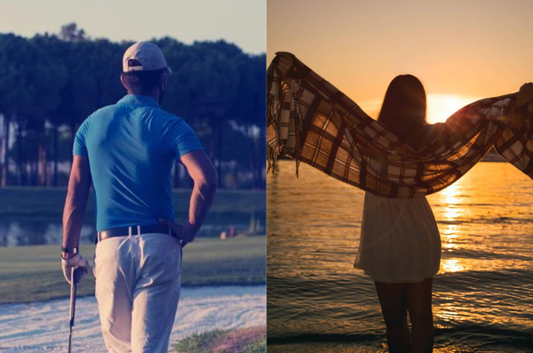 Golfer and female silhouette