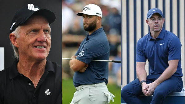 Greg Norman Jon Rahm Rory McIlroy Collage