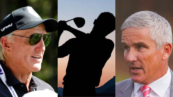 Greg Norman (L), Male Golfer (M), Jay Monahan (R) Collage