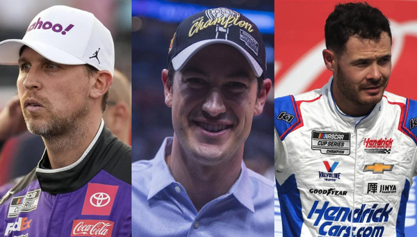 Hamlin sad, Logano happy, Larson sad