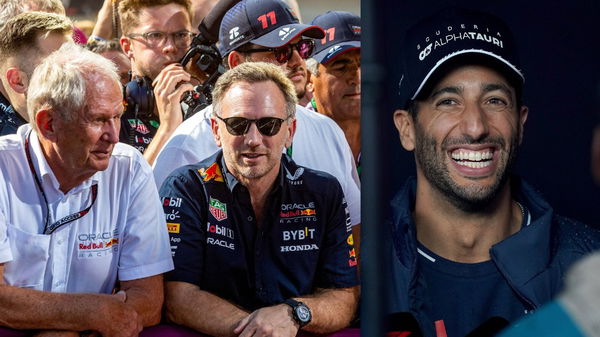 Helmut Marko, Christian Horner and Daniel Ricciardo