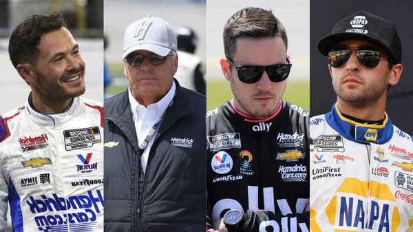 Hendrick Motorsports Owner Rick Hendrick, Kyle Larson, Alex Bowman, and Chase Elliott