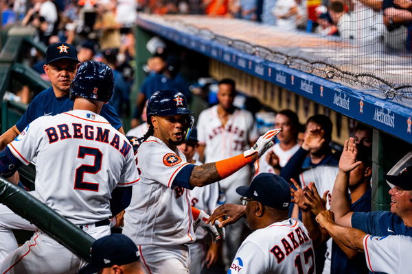 Houston Astros players Martin Maldonado and Alex Bregman