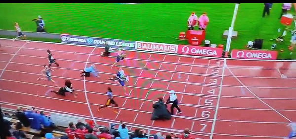 Protestors at Diamond League race