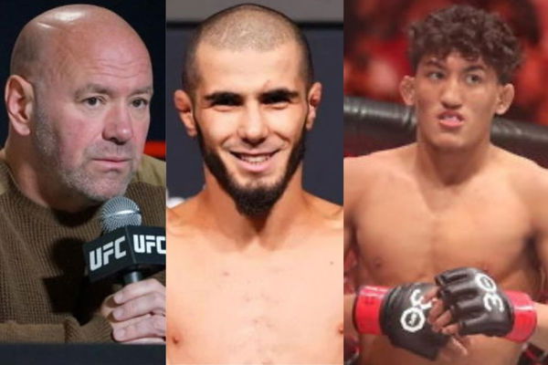 Dana White , Muhammad Mokaev and Raul Rosas Jr