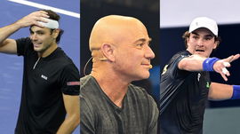 Taylor Fritz, Andre Agassi and Joao Fonseca