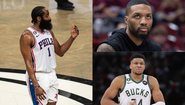 James Harden, Giannis Antetokounmpo, Damian Lillard